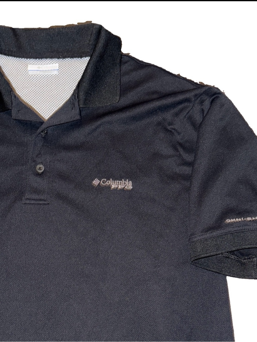 Columbia PFG Omni-Shade Men’s Large Black Short Sleeve Polo Shirt Fishing